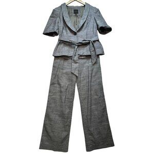The Limited Womens Cassidy Fit Pantsuit Short Sleeve Belted Blazer Size M 4 Gray